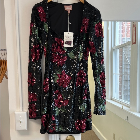 Show Me Your MuMu Black and Red Sequin Dress